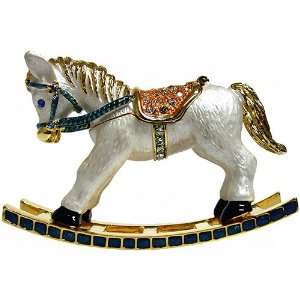  Rocking Horse Enameled Bejeweled Crystal Trinket Box