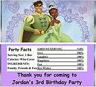 10 PRINCESS Tiana & THE FROG CANDY BAR WRAPPERS  