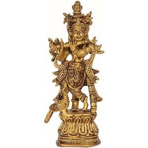  Fluting Krishna   Brass Sculpture