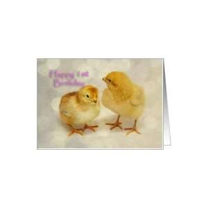  Happy 1st Birthday, two baby chicks Card Toys & Games