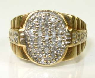 Heavy Gents .33ctw Natural Round Cut Diamond 10k Y Gold Mens Band Ring 