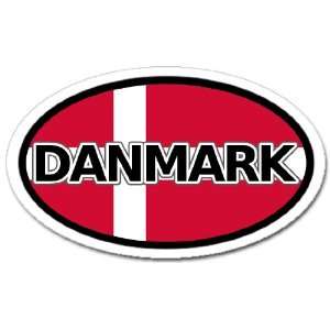 Denmark Danmark in Danish and Danish Flag Car Bumper Sticker Decal 