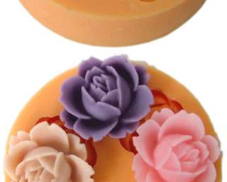 New 3D Wholesale 3pcs Silicone Soap Molds flower plunger cutter  