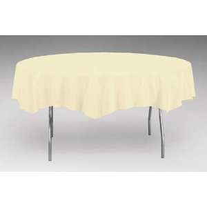  Ivory Round Plastic Table Covers   82 Inch