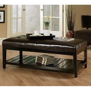   Leather Coffee / Cocktail Table Ottoman in Dark Brown