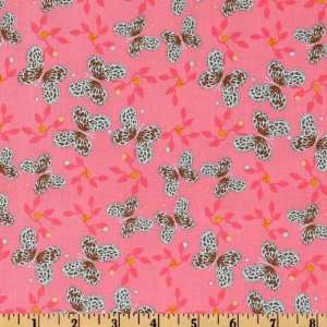  44 Wide Country Lane Butterflies Pink Fabric By The Yard 