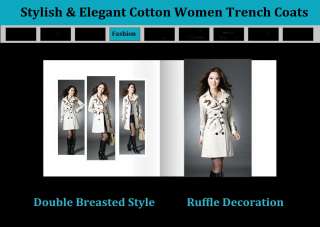 Ruffle design makes this women trench coat stylish and different from 