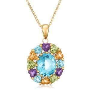  14k Yellow Gold Plated Sterling Silver Blue Topaz Oval 