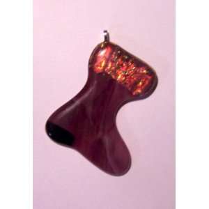  Dichroic Fused Glass Stocking Christmas Ornament #3 