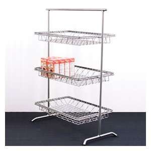  3 Tier Metal Stand   Flat Frame   Three Removable Baskets 
