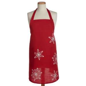  DII Peppermint Snow Crewel Embroidered Snowflake Full Apron 