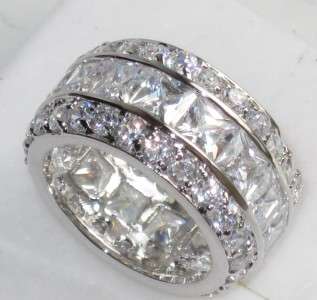 WOMENS 4.7 CT SIMULATED DIAMOND PRINCESS WEDDING BAND RING ALL SIZES 