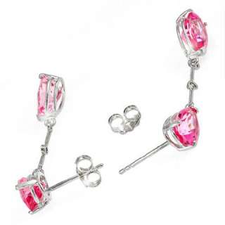  Gold Natural Pink Topaz Genuine Diamonds Studs Dangle & Drop Earrings