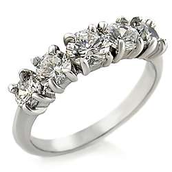 CLEAR CUBIC ZIRCONIA RHODIUM PLATED 5MM RING  