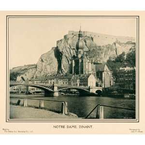 1907 Print Notre Dame Cathedral Dinant River Meuse Belgium Gothic 
