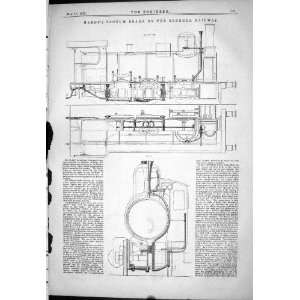 1878 ENGINEERING HARDY VACUUM BRAKE BRENNER RAILWAY ELEVATION PLAN 