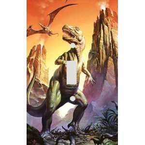 Dinosaur T Rex Volcano Decorative Switchplate Cover
