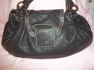 DOLCE & GABBANA Large Black Leather & Silver Detailed Hobo Handbag 