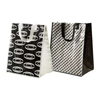 IKEA LINGO Reusable Shopping Grocery Storage Tote Bag Black White 