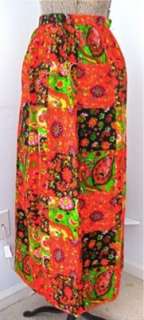 Vtg 70s Mod Hippie Psychedelic Patchwork Maxi Skirt  
