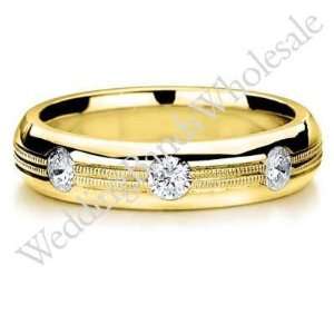   18K Gold 5.5mm Diamond Wedding Bands Rings 0915   Size 8.75 Jewelry