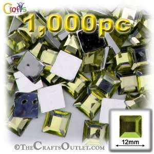  1,000pc Rhinestones Square 12mm   flatback Olive Green EGR 