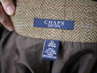 RALPH LAUREN CHAPS Herringbone Plaid Tweed WOOL Fitted BLAZER Jacket 