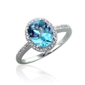  Effy Jewelers Effy® 14K White Gold Blue Topaz and Diamond Ring 
