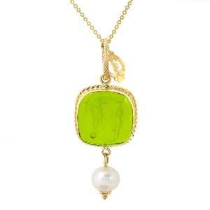  Tagliamonte   14k Yellow Gold Lime Venetian Cameo with 