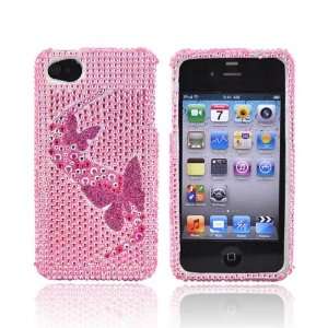 com BUTTERFLIES PINK For Verizon Apple iPhone 4 Bling Hard Case Cover 