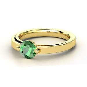  Pinch Ring, Round Emerald 14K Yellow Gold Ring Jewelry
