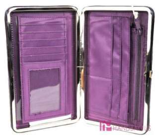 Shiny Patent Leather Flat Opera Wallet Clutch Purple  