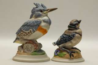 Lot of 2 Boehm Hand Painted Bird Figurines #436 & 449S Kingfisher Baby 