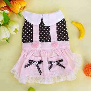  Pink and Black Pet Dog Dress Skirt Apparel Clothes w/ Dots 