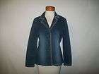 Women cotton blazer jacket ivory and baby blue stripes size US M new 