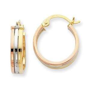  14k Tri color Gold Hoop Earrings Jewelry