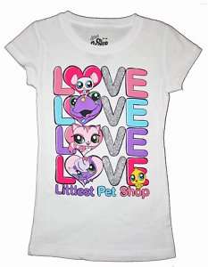 Littlest Pet Shop☆ White LOVE Pets t shirt ☆Girls 4 16  