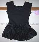 Nwt New Moret Leotard Dress Skirt Short Sleeves Black Rhinestone Heart 