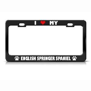 English Springer Spaniel Paw Love Heart Pet Dog license plate frame 