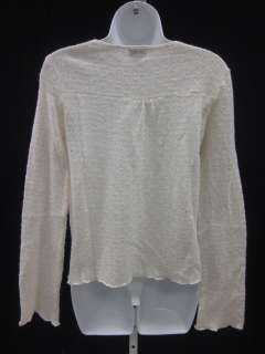 ELLA MOSS Cream Gold Crochet Long Sleeve Sweater Sz M  