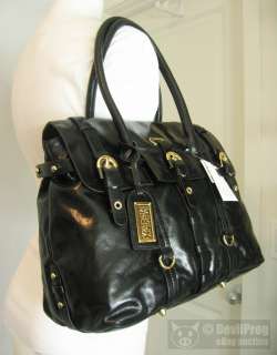 NWT BADGLEY MISCHKA Black Leather Flap Satchel Bag Purse Handbag $498 