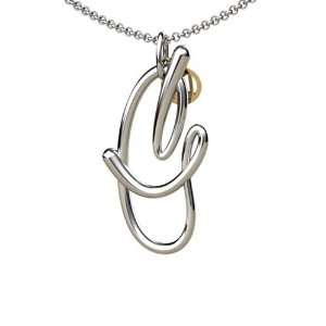   14K Gold Script Initial G Pendant with chain Franco Vincente Jewelry