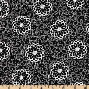  45 Wide Masquerade Floral Vines Black Fabric By The Yard 