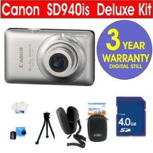 Canon PowerShot SD940 IS 12.1 MP Digital Camera (Silver) + 4 GB High 