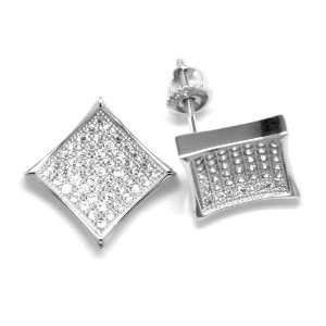  Sterling Silver High Quality Micro Pave 12mm Kite Shape 