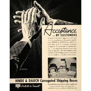 1937 Ad Hinde Dauch Shipping Boxes Packages Toronto   Original Print 