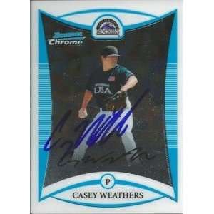  Casey Weathers Signed Colorado Rockies 2008 Bowman Card 