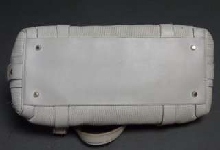 Burberry London White Woven Leather Hobo Shoulder Bag Purse Inside 