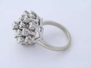 Vintage 14k White Gold 2.33ctw Round Diamond Cluster Ring size 4.75 