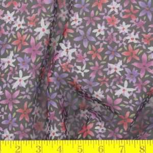  58 Wide Printed Chiffon Spring Flowers Black Fabric By 